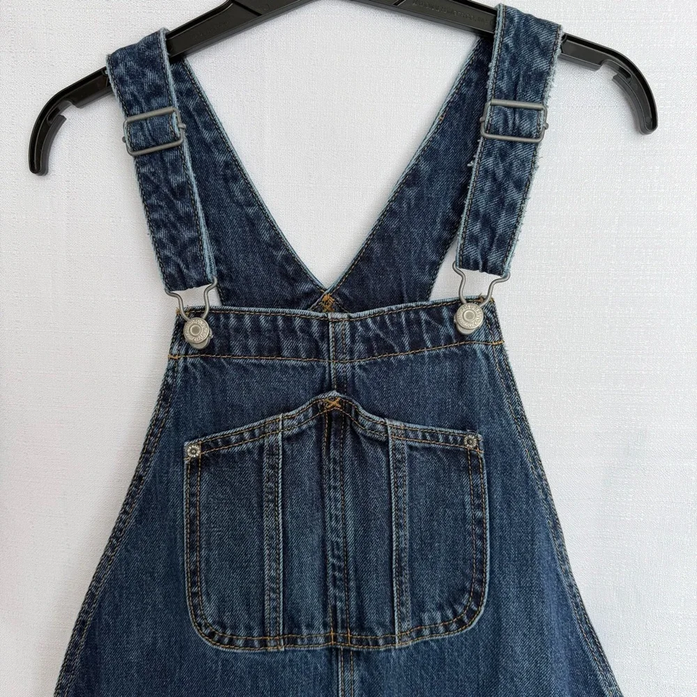 Old Navy Retro Y2K 90s Indigo Blue Denim Ankle Length Overalls Size 6 - Picture 4 of 14